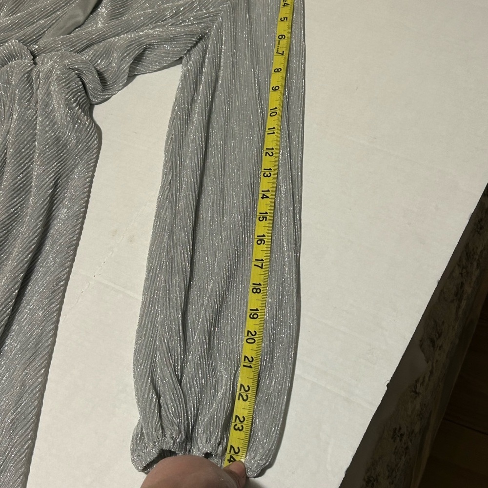 Elegant Silver Wrap Dress - Picture 11 of 11